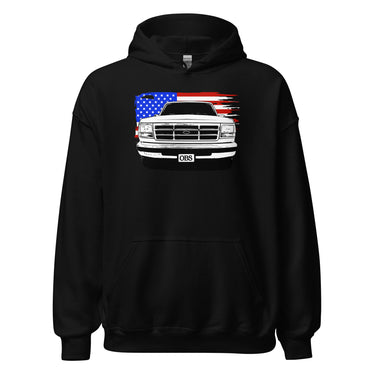 OBS Truck Hoodie with American Flag design in black